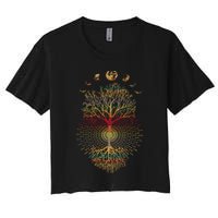 Phases of the Moon Retro 60's 70's Vibe Tree of Life Crop Top