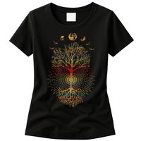 Phases of the Moon Retro 60's 70's Vibe Tree of Life Womens T-Shirt