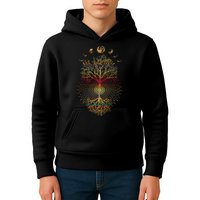 Phases of the Moon Retro 60's 70's Vibe Tree of Life Kids Hoodie