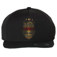 Phases of the Moon Retro 60's 70's Vibe Tree of Life Wool Snapback Cap