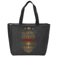 Phases of the Moon Retro 60's 70's Vibe Tree of Life Zip Tote Bag