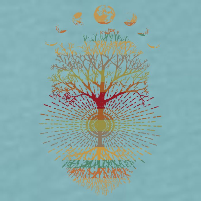 Phases of the Moon Retro 60's 70's Vibe Tree of Life Sueded Cloud Jersey T-Shirt