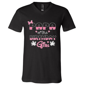 Papa Of The Birthday Girl Mouse Family Matching V-Neck T-Shirt