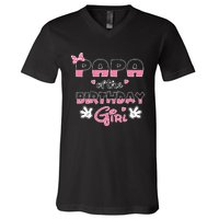 Papa Of The Birthday Girl Mouse Family Matching V-Neck T-Shirt