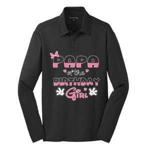 Papa Of The Birthday Girl Mouse Family Matching Silk Touch Performance Long Sleeve Polo