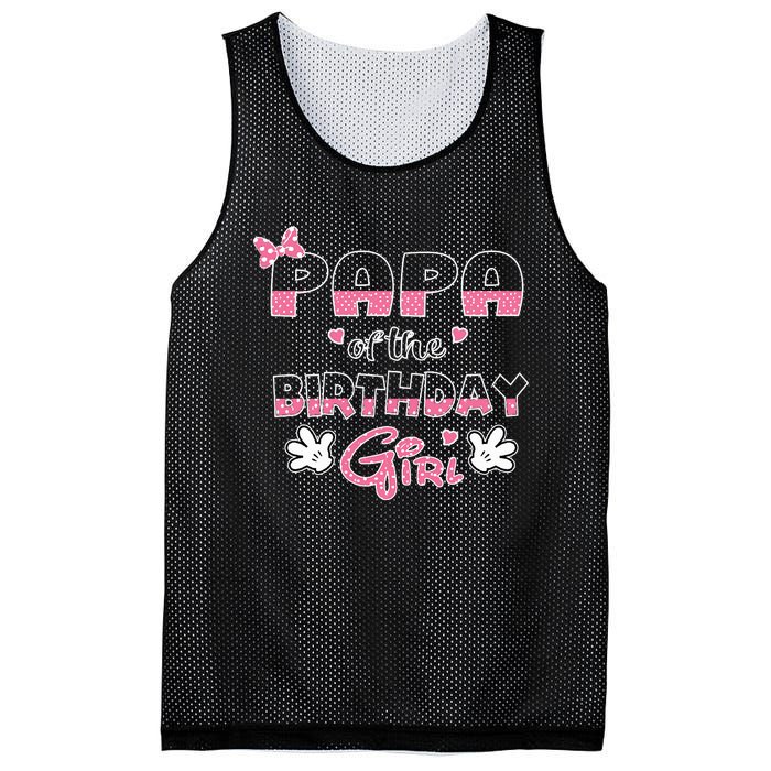 Papa Of The Birthday Girl Mouse Family Matching Mesh Reversible Basketball Jersey Tank