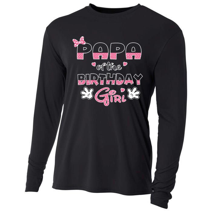 Papa Of The Birthday Girl Mouse Family Matching Cooling Performance Long Sleeve Crew