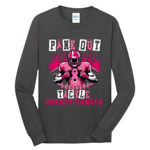 Pink_ Out Tackle Breast Cancer Awareness Usa Football Mom Tall Long Sleeve T-Shirt