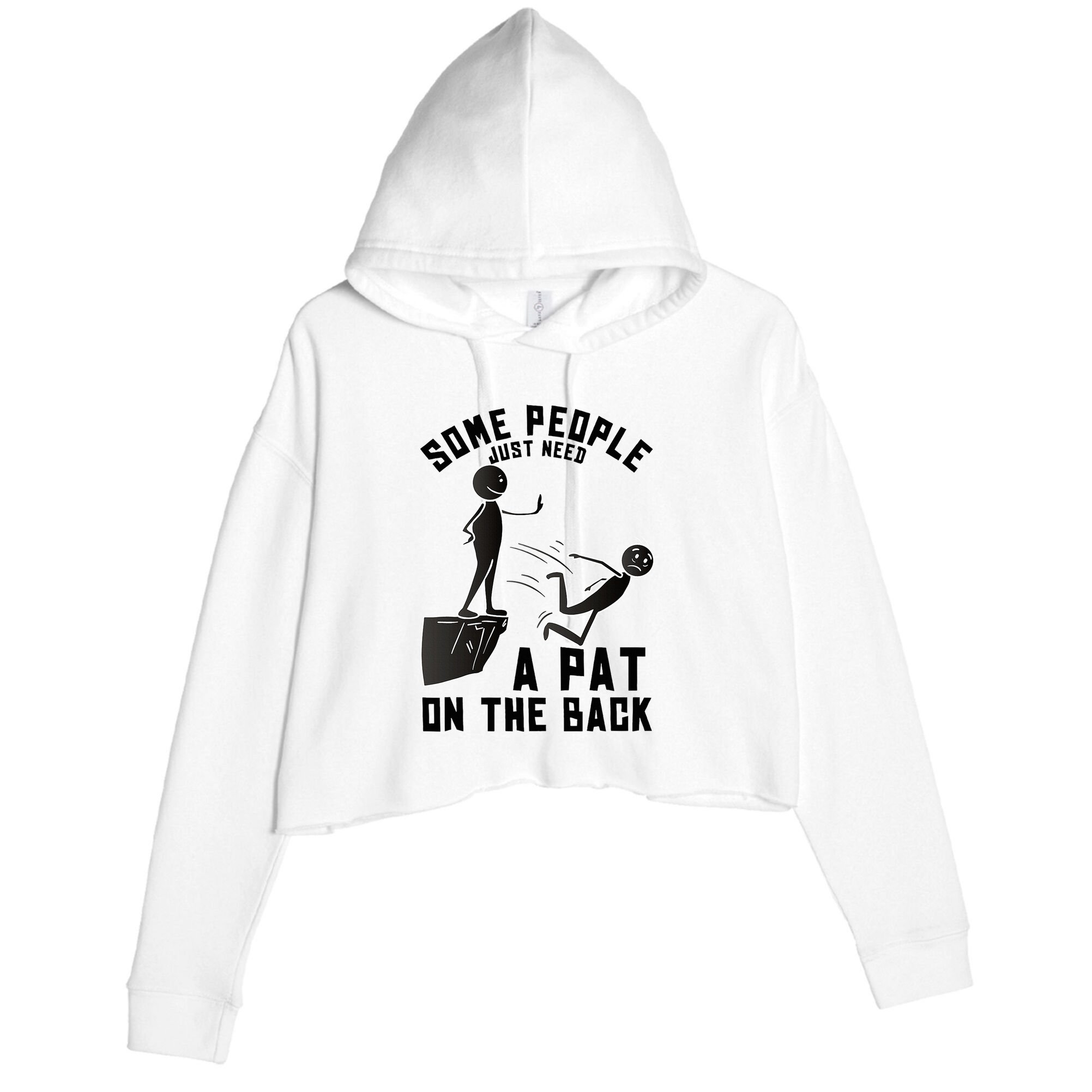 Pat On The Back Funny Adult Sarcastic Design Crop Fleece Hoodie