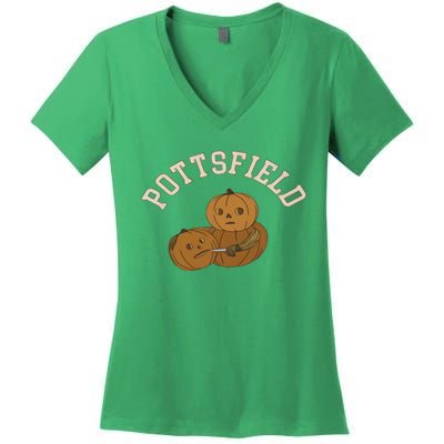 Pottsfield Over The Garden Wall Halloween Wear Pumpkin Women's V-Neck T-Shirt