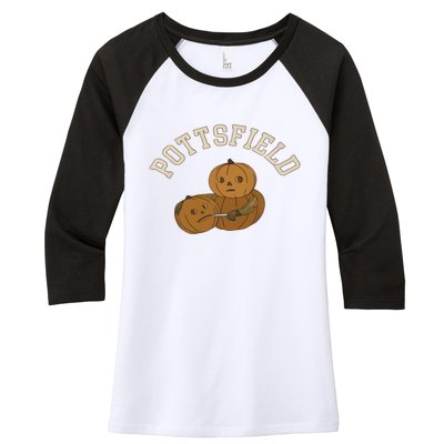 Pottsfield Over The Garden Wall Halloween Wear Pumpkin Women's Tri-Blend 3/4-Sleeve Raglan Shirt