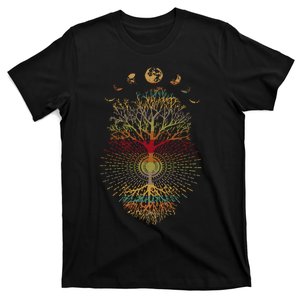 Phases Of The Moon Retro 60S 70S Vibe Tree Of Life T-Shirt