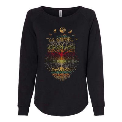 Phases Of The Moon Retro 60S 70S Vibe Tree Of Life Womens California Wash Sweatshirt