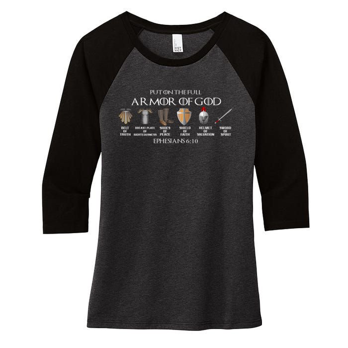 Put On The Full Armor Of God Belt Of Truth Breast Plate Of Women's Tri-Blend 3/4-Sleeve Raglan Shirt