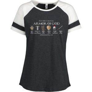 Put On The Full Armor Of God Belt Of Truth Breast Plate Of Enza Ladies Jersey Colorblock Tee