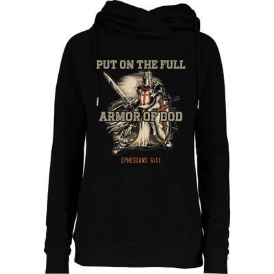 Put On The Full Armor Of God Christian Religious Quote Womens Funnel Neck Pullover Hood