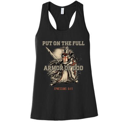 Put On The Full Armor Of God Christian Religious Quote Women's Racerback Tank