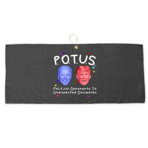 Political Opponents To Unexpected Soulmate Biden Trump Large Microfiber Waffle Golf Towel