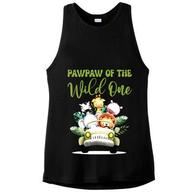 Pawpaw Of The Wild One 1st Birthday Safari Family Matching Ladies PosiCharge Tri-Blend Wicking Tank