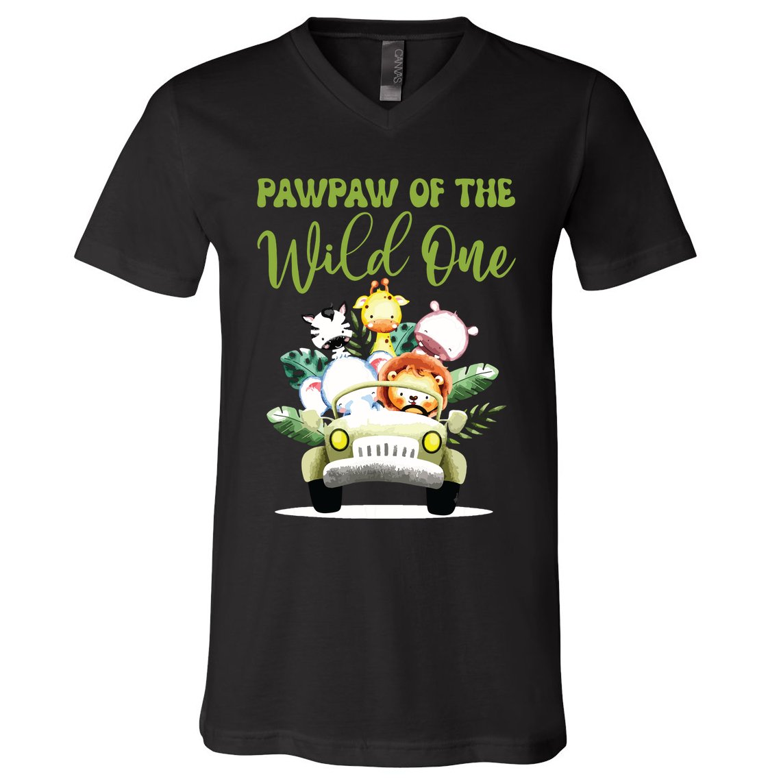 Pawpaw Of The Wild One 1st Birthday Safari Family Matching V-Neck T-Shirt