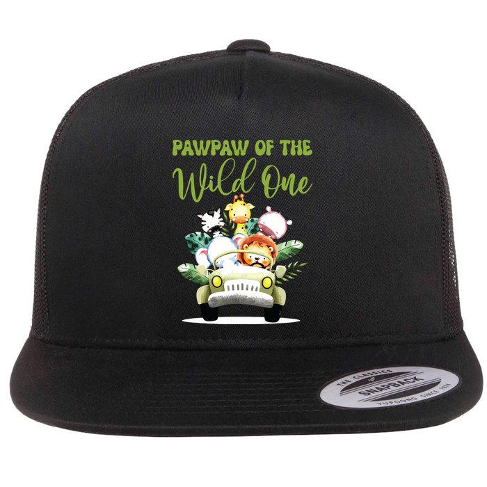 Pawpaw Of The Wild One 1st Birthday Safari Family Matching Flat Bill Trucker Hat