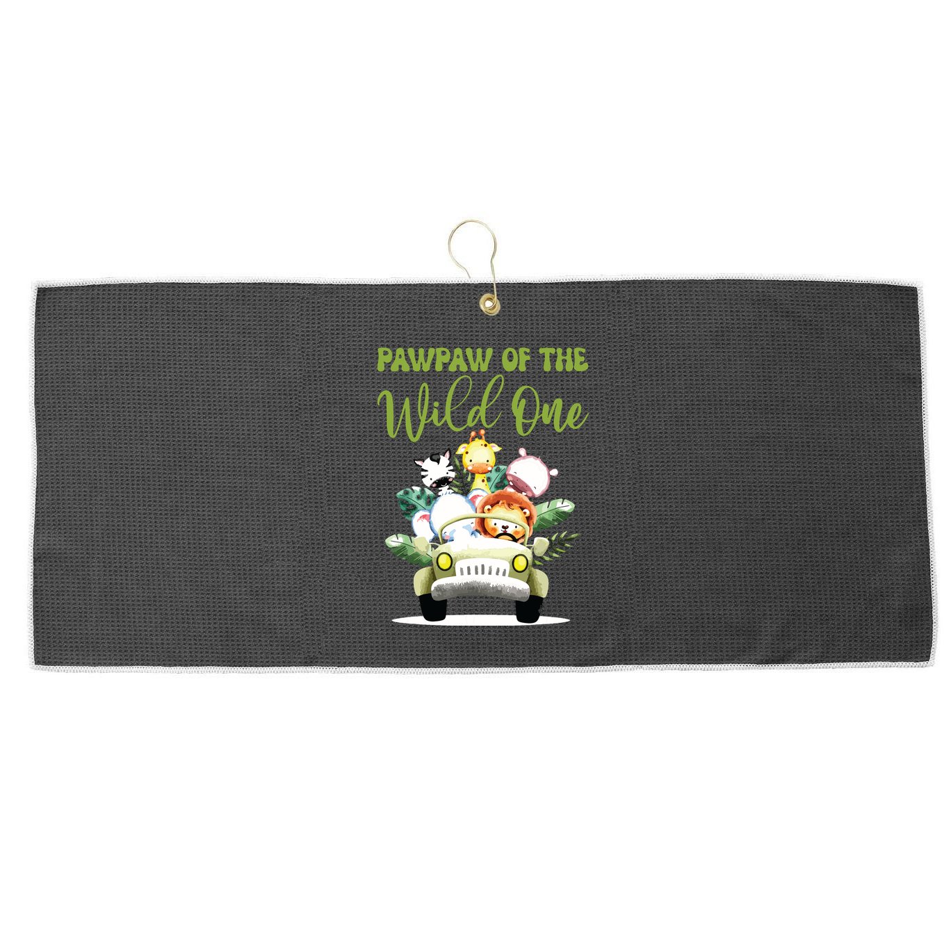 Pawpaw Of The Wild One 1st Birthday Safari Family Matching Large Microfiber Waffle Golf Towel