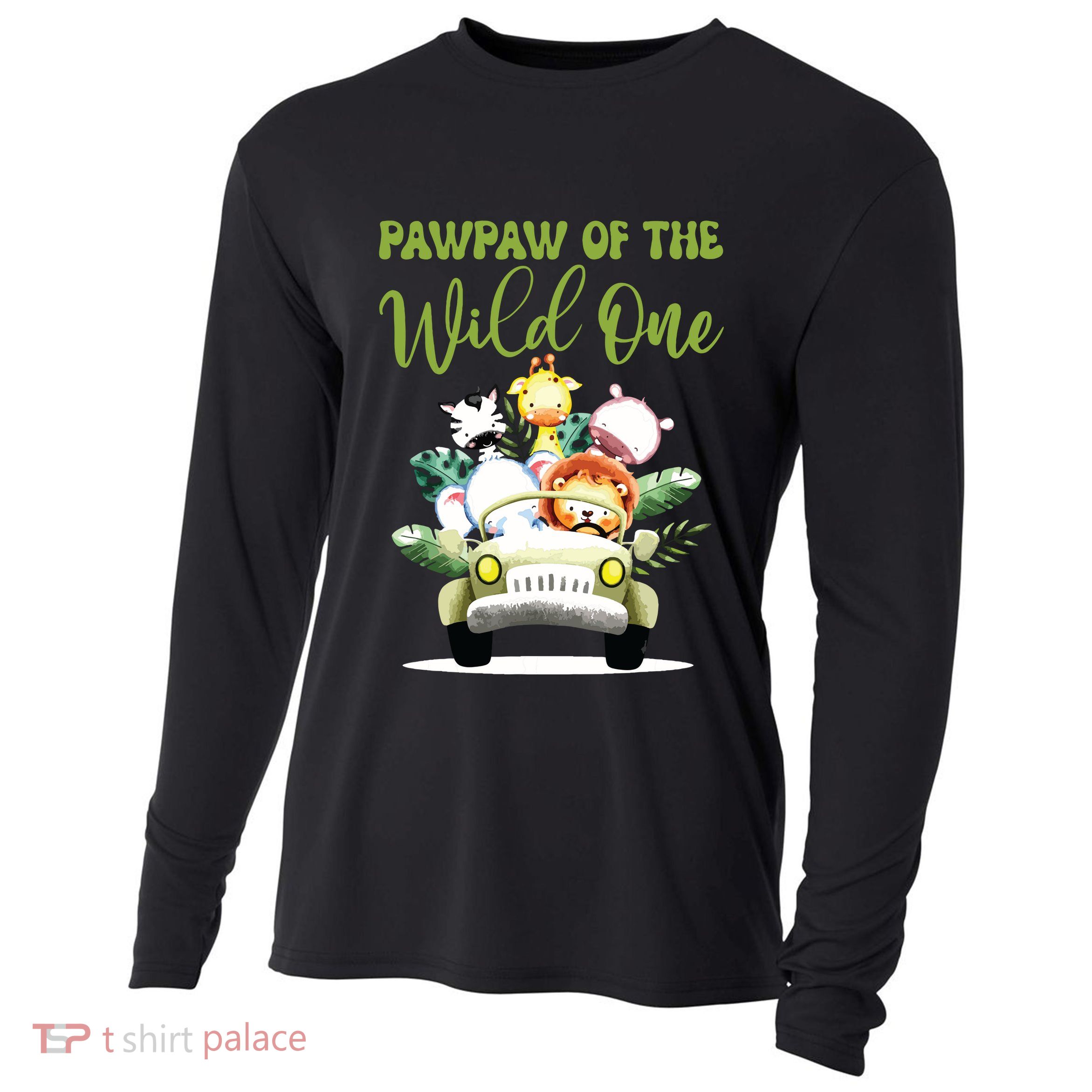 Pawpaw Of The Wild One 1st Birthday Safari Family Matching Cooling Performance Long Sleeve Crew