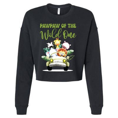 Pawpaw Of The Wild One 1st Birthday Safari Family Matching Cropped Pullover Crew