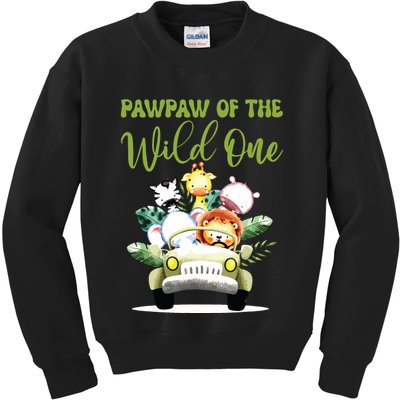 Pawpaw Of The Wild One 1st Birthday Safari Family Matching Kids Sweatshirt