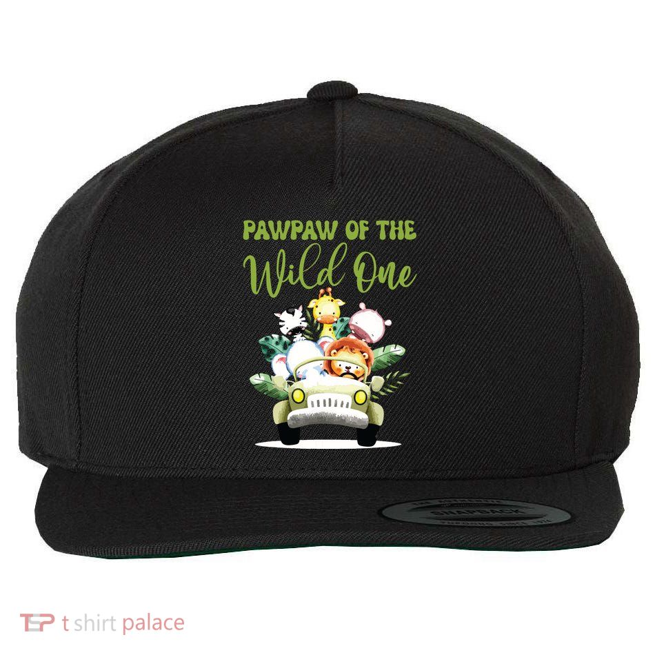 Pawpaw Of The Wild One 1st Birthday Safari Family Matching Wool Snapback Cap