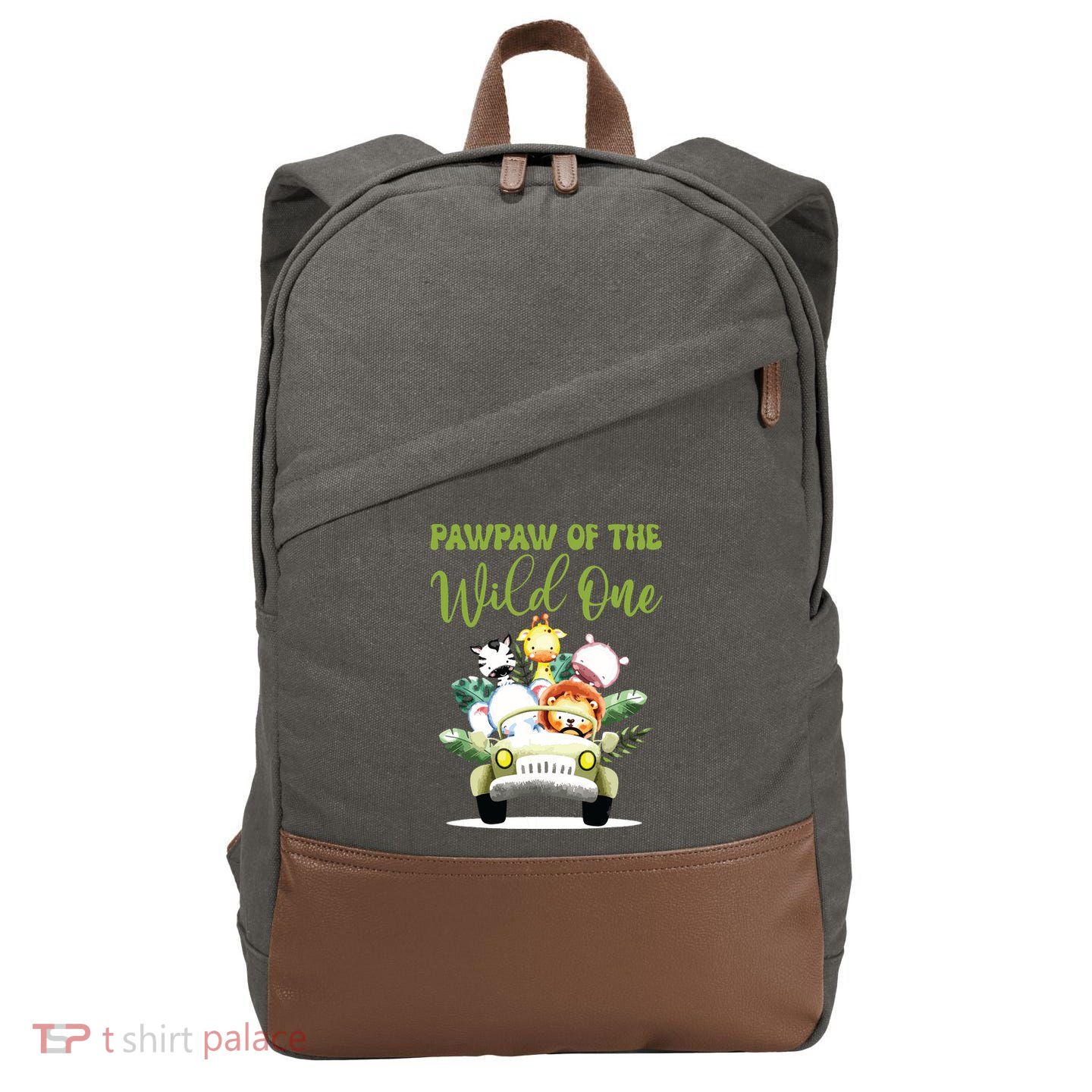 Pawpaw Of The Wild One 1st Birthday Safari Family Matching Cotton Canvas Backpack