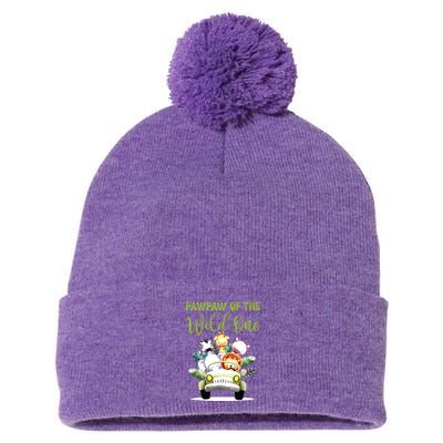 Pawpaw Of The Wild One 1st Birthday Safari Family Matching Pom Pom 12in Knit Beanie