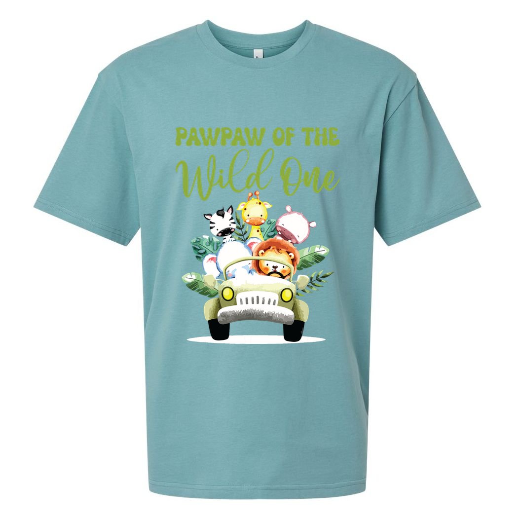 Pawpaw Of The Wild One 1st Birthday Safari Family Matching Sueded Cloud Jersey T-Shirt