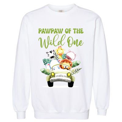 Pawpaw Of The Wild One 1st Birthday Safari Family Matching Garment-Dyed Sweatshirt