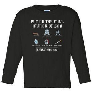 Put On The Full Armor Of God Funny Saying Christian Toddler Long Sleeve Shirt