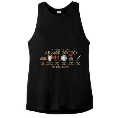 Put On The Full Armor Of God Shield Ephesians 611 Christian Ladies PosiCharge Tri-Blend Wicking Tank
