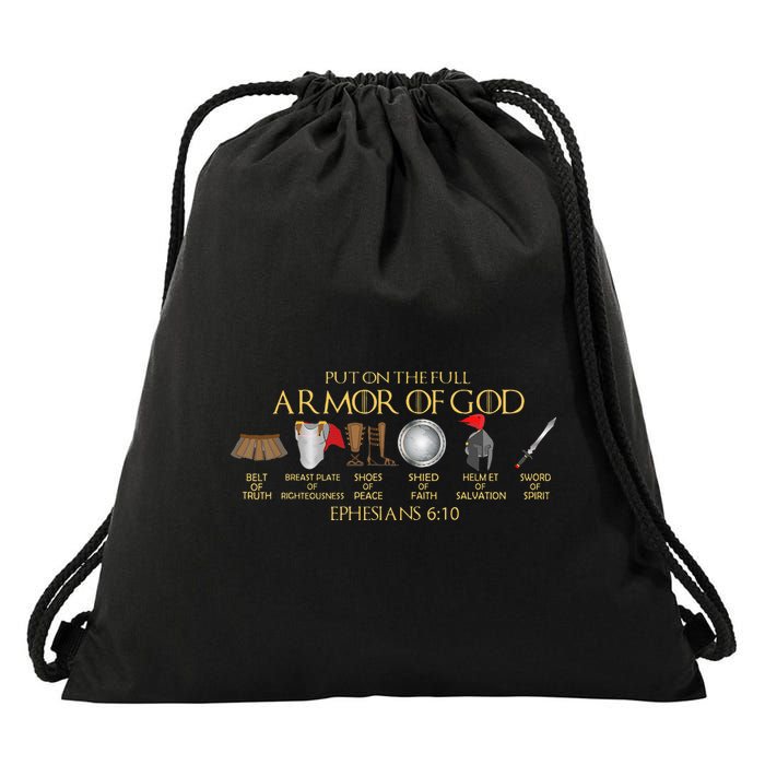 Put On The Full Armor Of God Shield Ephesians 611 Christian Drawstring Bag
