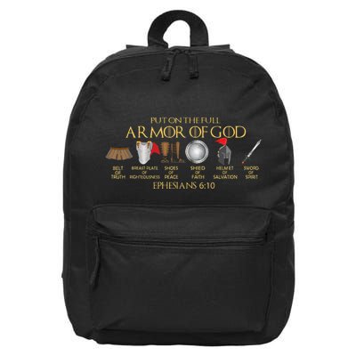 Put On The Full Armor Of God Shield Ephesians 611 Christian 16 in Basic Backpack