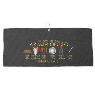 Put On The Full Armor Of God Shield Ephesians 611 Christian Large Microfiber Waffle Golf Towel
