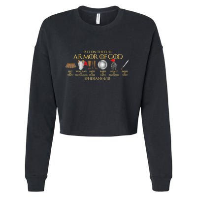 Put On The Full Armor Of God Shield Ephesians 611 Christian Cropped Pullover Crew