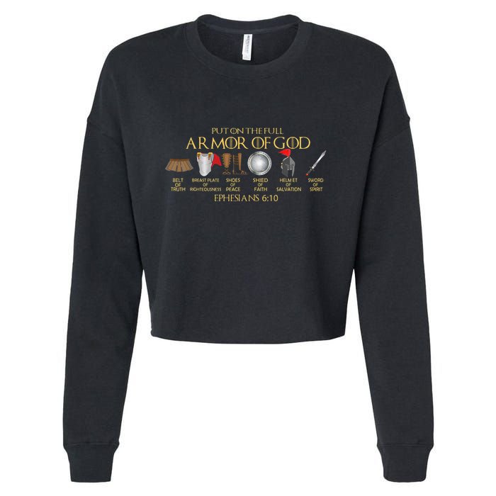 Put On The Full Armor Of God Shield Ephesians 611 Christian Cropped Pullover Crew