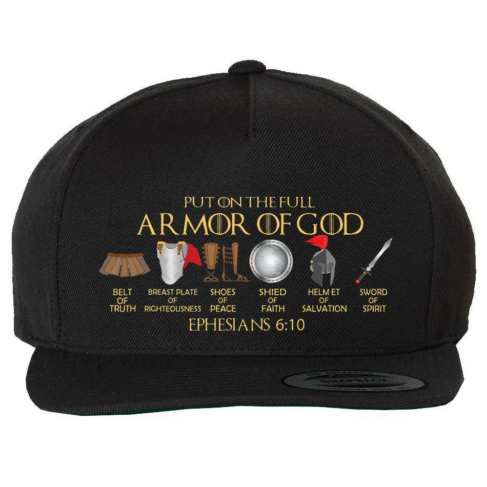 Put On The Full Armor Of God Shield Ephesians 611 Christian Wool Snapback Cap