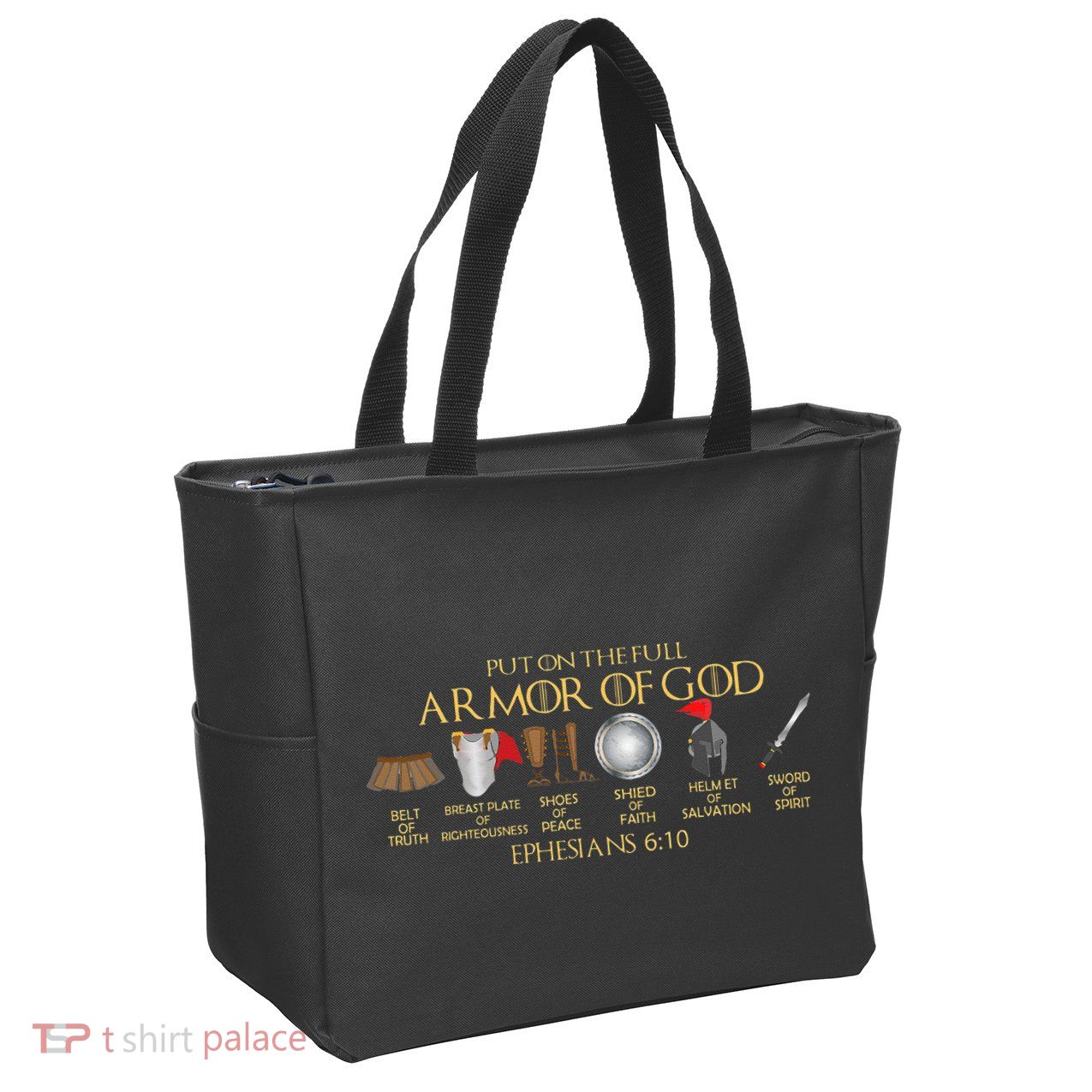 Put On The Full Armor Of God Shield Ephesians 611 Christian Zip Tote Bag
