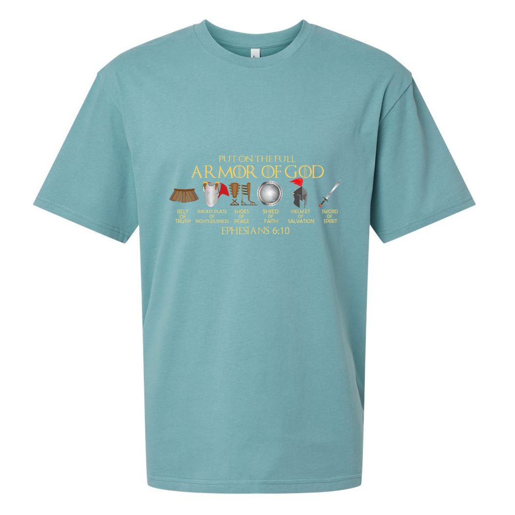 Put On The Full Armor Of God Shield Ephesians 611 Christian Sueded Cloud Jersey T-Shirt