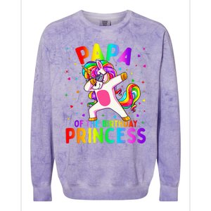 Papa of the Birthday Princess Dabbing Unicorn Colorblast Crewneck Sweatshirt