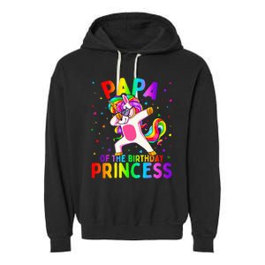 Papa of the Birthday Princess Dabbing Unicorn Garment-Dyed Fleece Hoodie