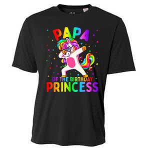 Papa of the Birthday Princess Dabbing Unicorn Cooling Performance Crew T-Shirt