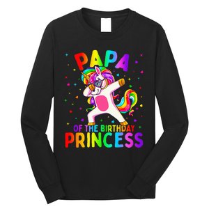 Papa of the Birthday Princess Dabbing Unicorn Long Sleeve Shirt