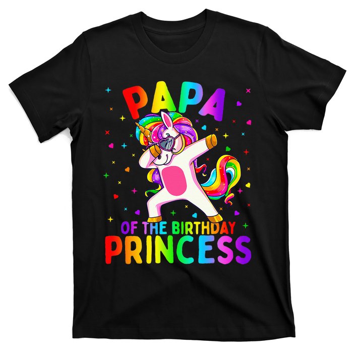 Papa of the Birthday Princess Dabbing Unicorn T-Shirt