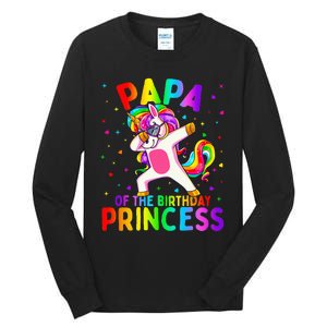 Papa of the Birthday Princess Dabbing Unicorn Tall Long Sleeve T-Shirt